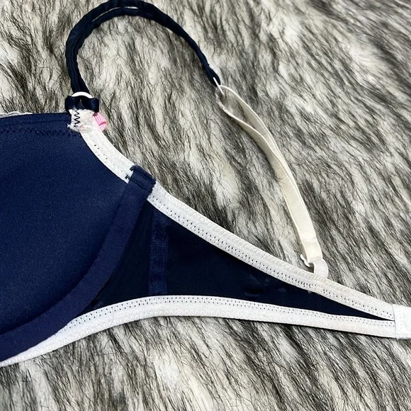 Victorias’s Secret Sexy Little Things Navy Damask Balconette Push Up Bra 32C - Picture 8 of 13